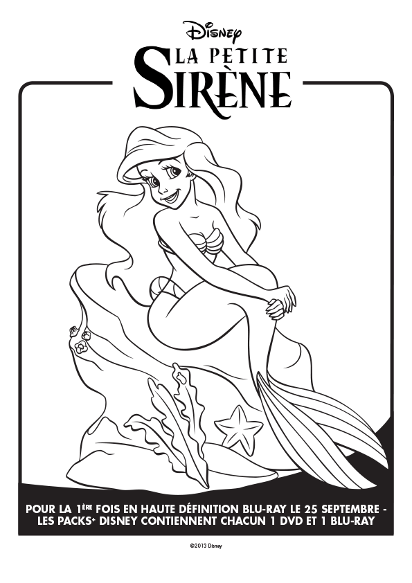 Coloriage Ariel la Sirène dans l'océan enchanté - Ariel la petite sirène à imprimer
